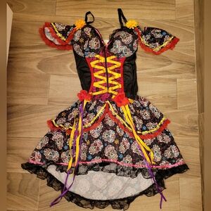 Colorful Sexy Day of the Dead Dress Halloween Costume
